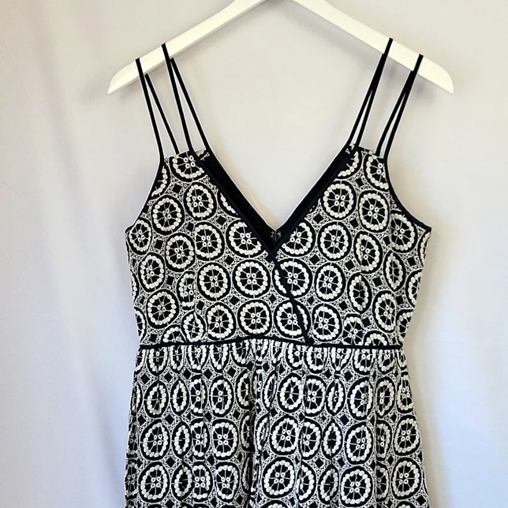 J.Crew Double Strap Cotton Sundress Navy & White Size 4